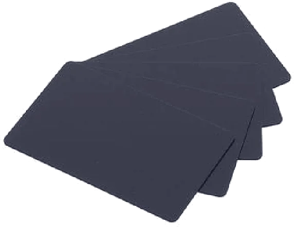 Stack of matte black CR-80 PVC cards